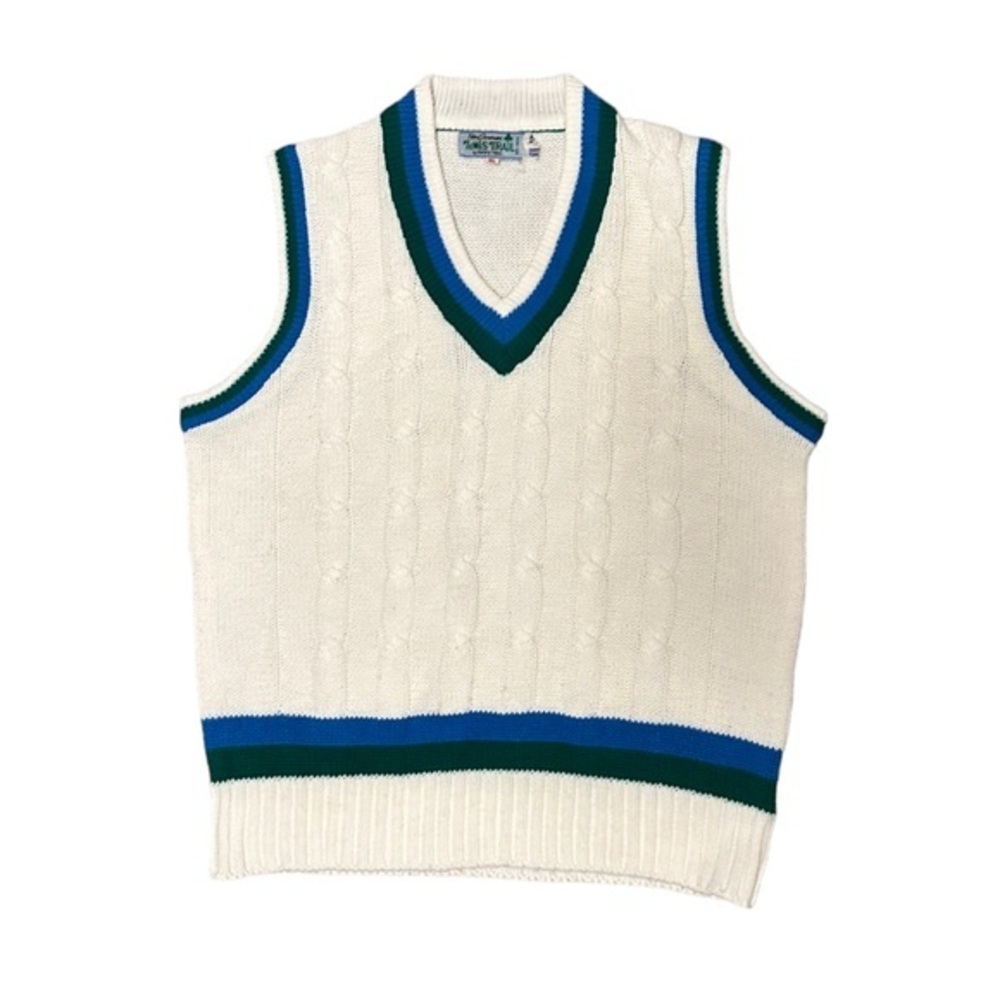 Rare Vintage Tom Gorman 50s 60s XL Tennis Trail Sweater Vest Shirt Cable Knit